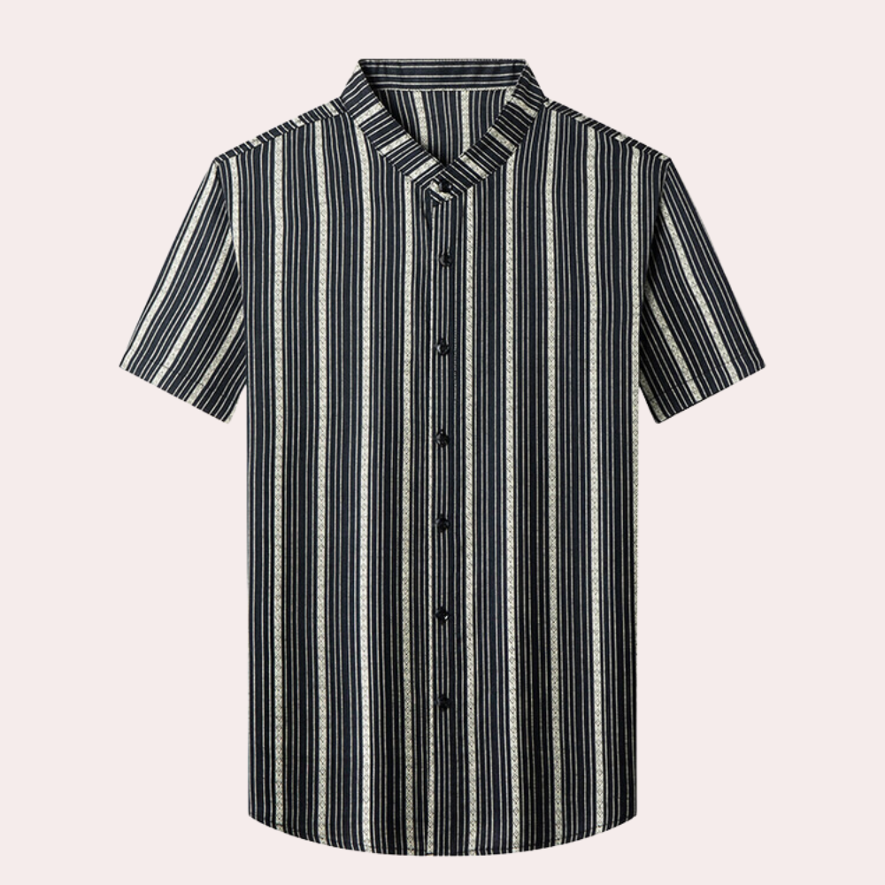 Stylish Striped Summer Men's Shirt - Lars-Black-S-The Livary