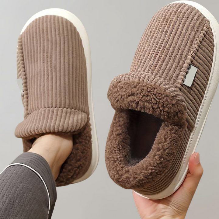 Warm and Comfortable Ladies' Slippers - Livia-Coffee-3.5-The Livary