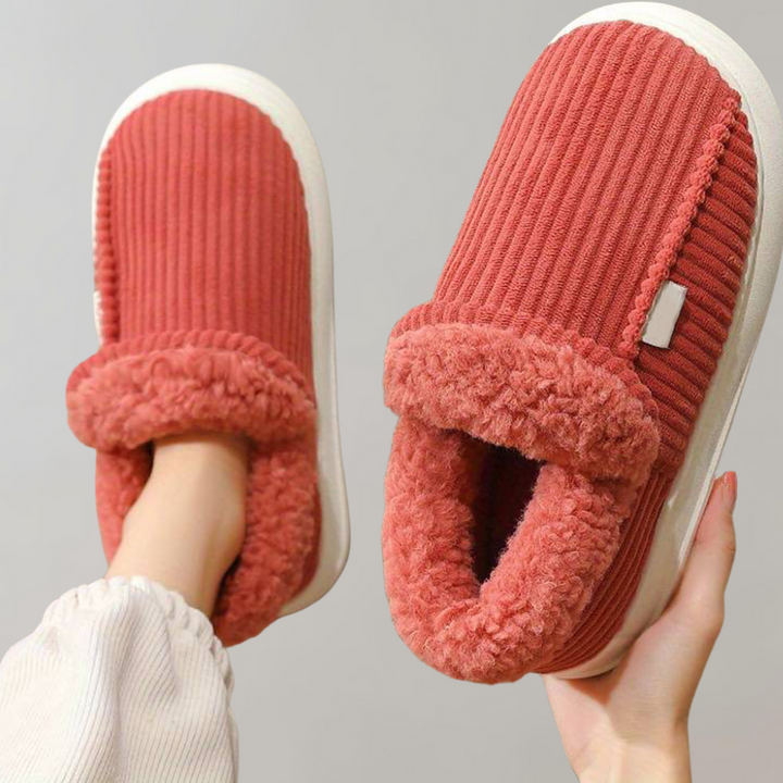 Warm and Comfortable Ladies' Slippers - Livia-Red-3.5-The Livary