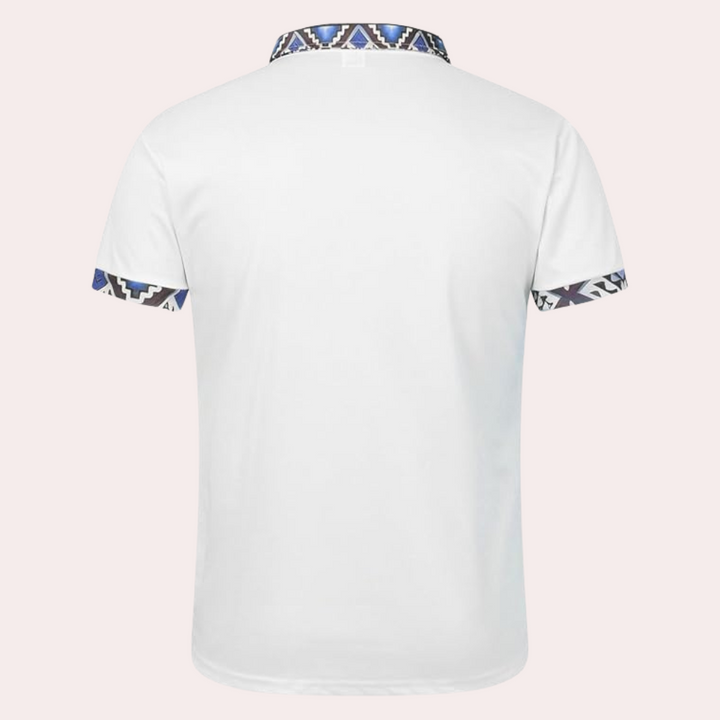 Printed White Polo for Men - Lucas-S-The Livary
