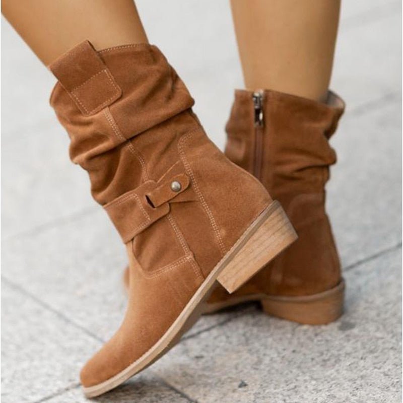 Comfortable Ankle Boots for Women - BellaStep-Beige-2.5-The Livary