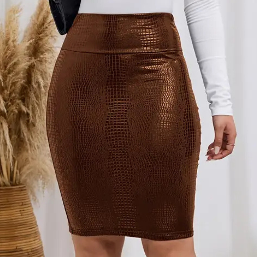 Stylish Pencil Skirt - Lena-Brown-XS-The Livary
