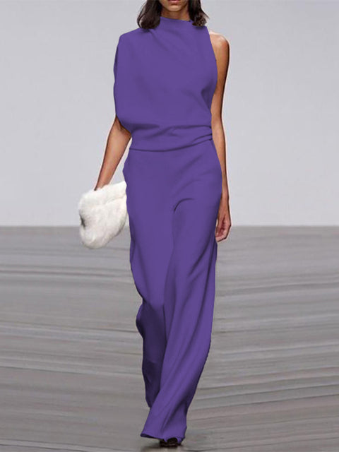 Trendy Sleeveless Jumpsuit - Mira-Purple-4-The Livary