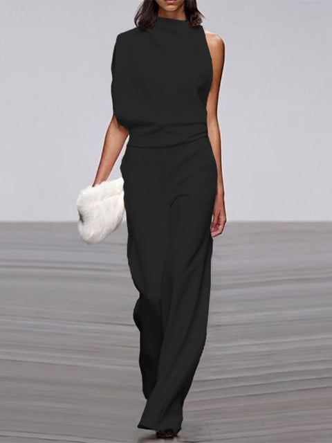 Trendy Sleeveless Jumpsuit - Mira-Black-4-The Livary