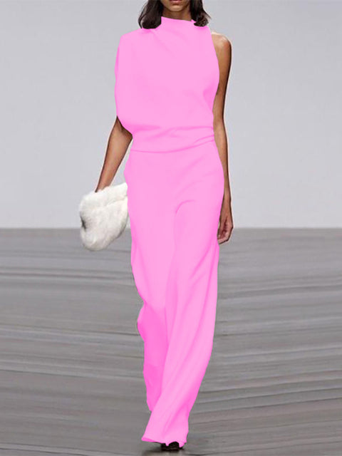 Trendy Sleeveless Jumpsuit - Mira-Pink-4-The Livary