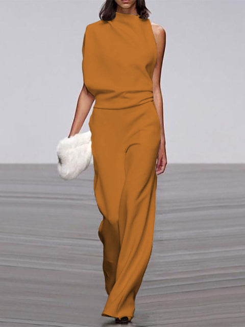 Trendy Sleeveless Jumpsuit - Mira-Yellow-4-The Livary