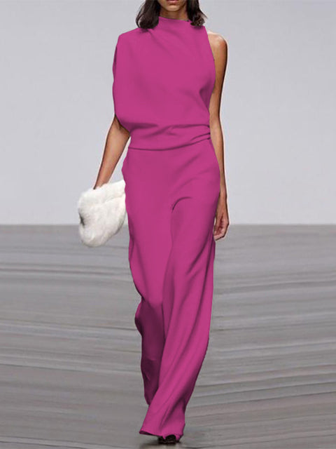 Trendy Sleeveless Jumpsuit - Mira-Fuchsia-4-The Livary