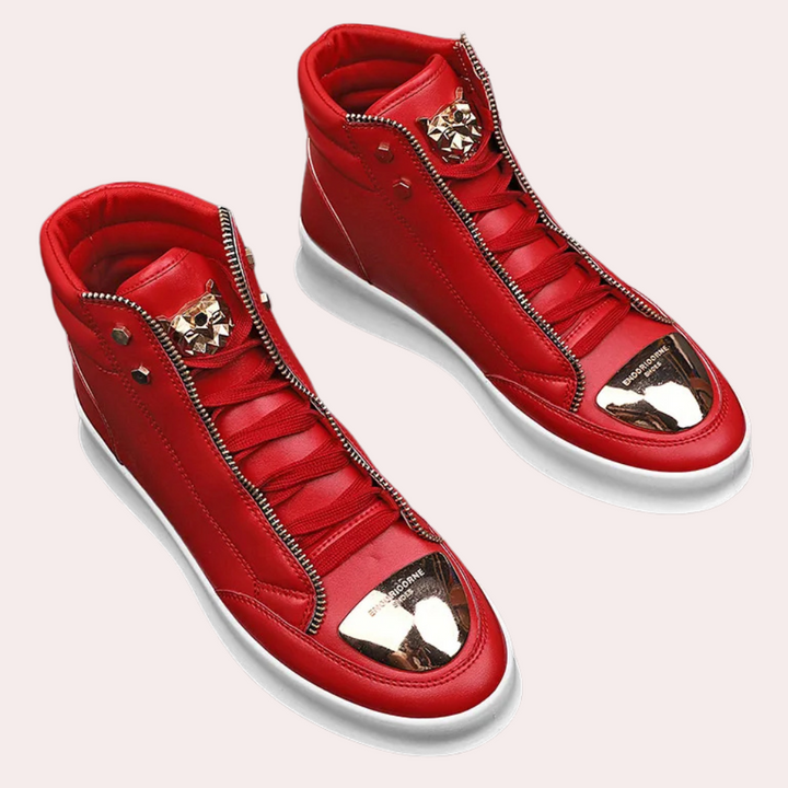 Fashionable High Sneakers for Men - Rafael-Red-6-The Livary