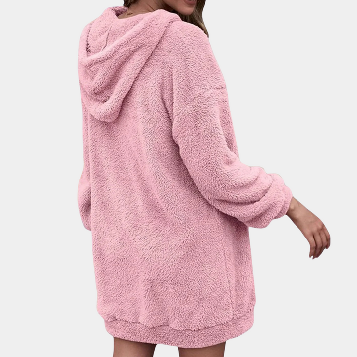 Soft Warm Winter Jumper with Zip for Women - Maëlle-Pink-XS-The Livary