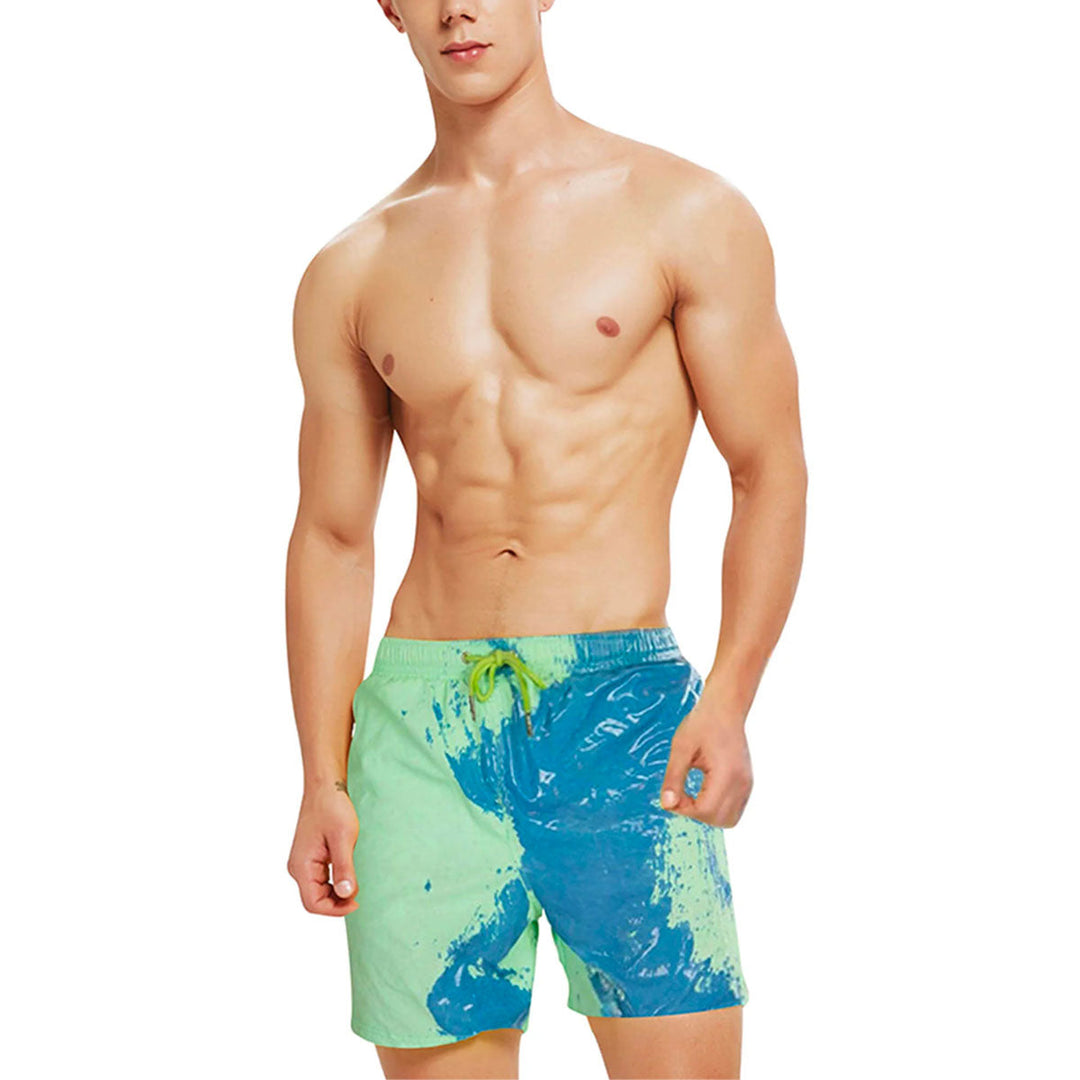 Colour-changing men's swimming shorts with thermal effect – Summer highlight 2025-Green-S-The Livary