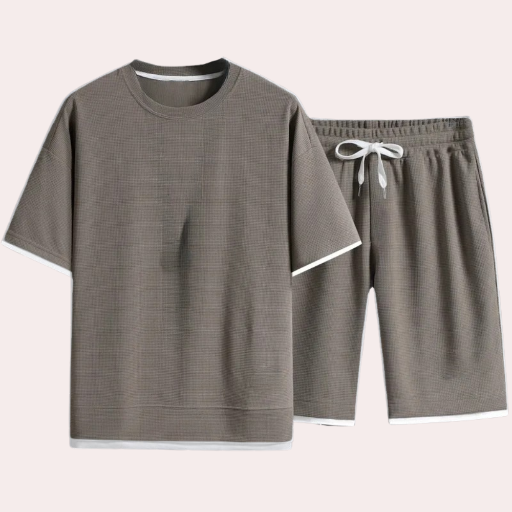 Casual Two-Piece Summer Set for Men - Jules-Khaki-S-The Livary