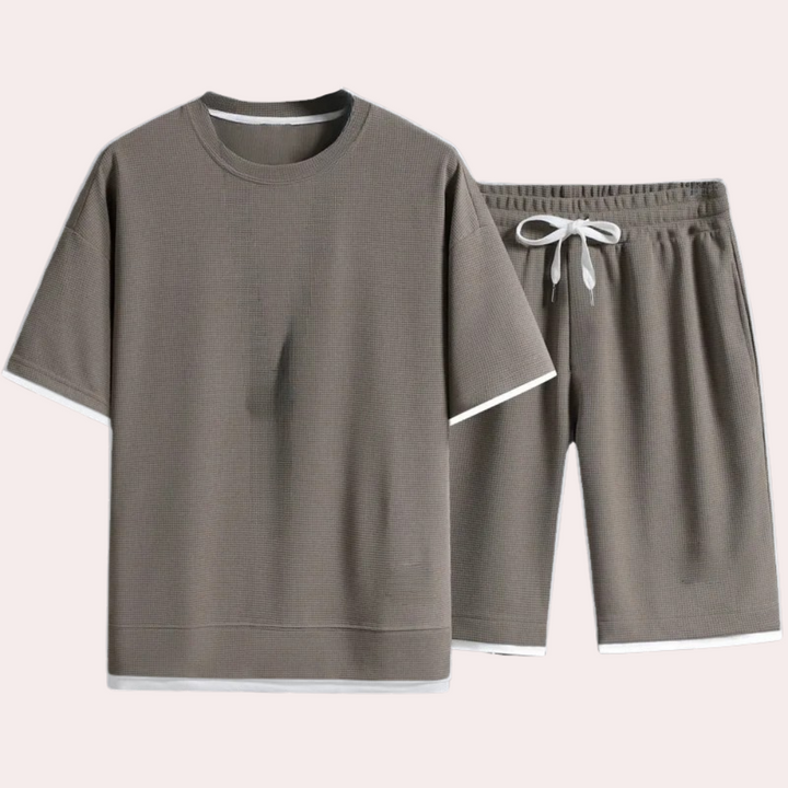 Casual Two-Piece Summer Set for Men - Jules-Khaki-S-The Livary