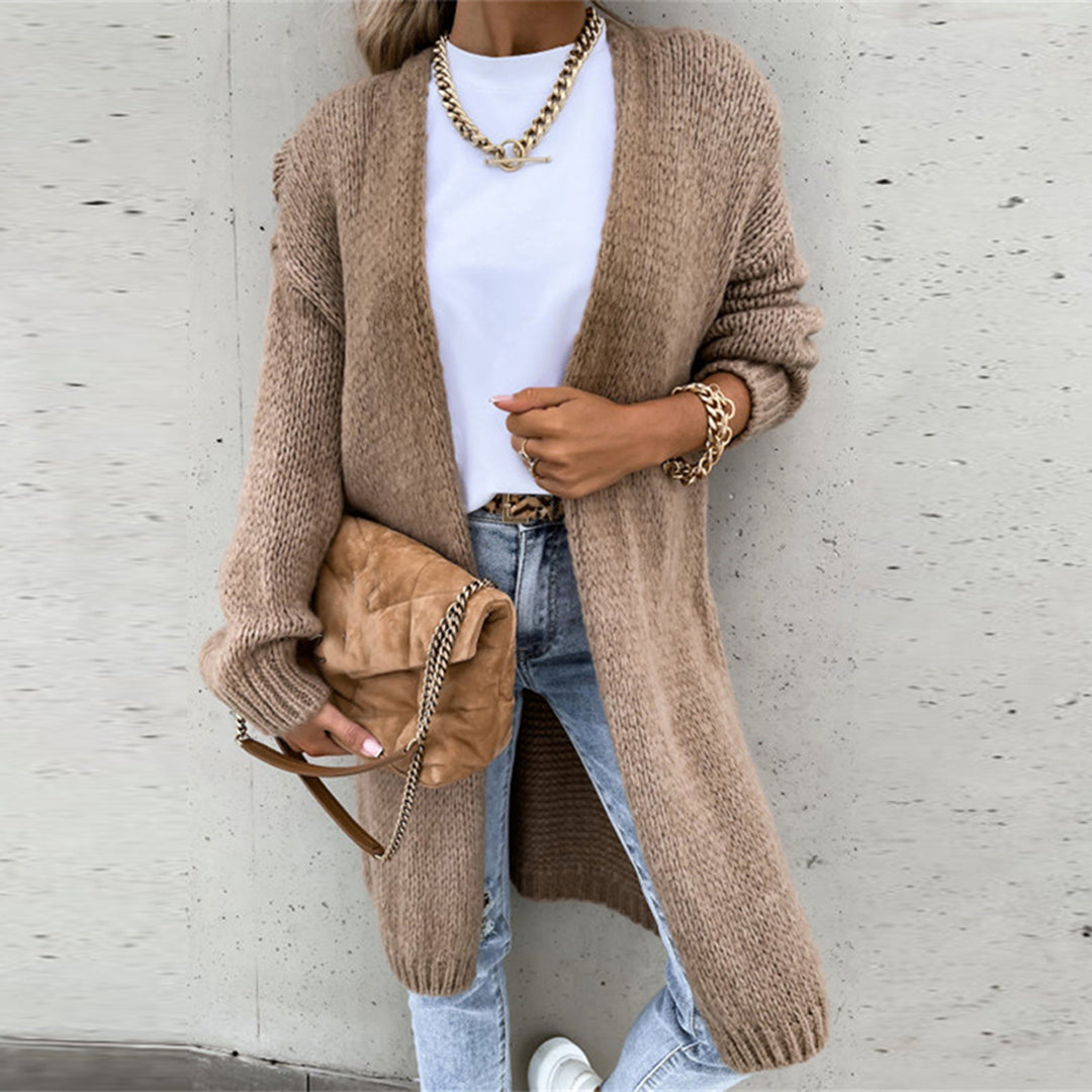 Classic Ladies Cardigan - Camile-Khaki-S-The Livary