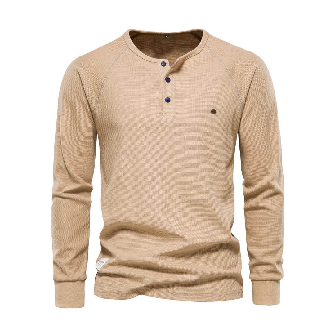 Stylish Men's Long Sleeve Shirt - Milo-Khaki-S-The Livary