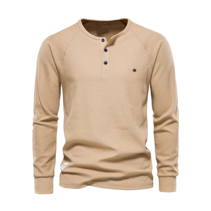 Stylish Men's Long Sleeve Shirt - Milo-Khaki-S-The Livary