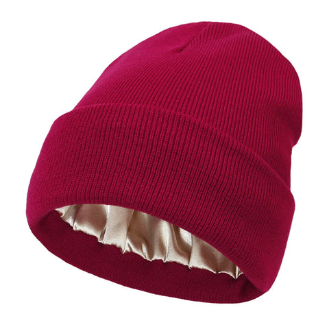Winter Beanie with Silk Lining - Noor-Bordeaux red-The Livary