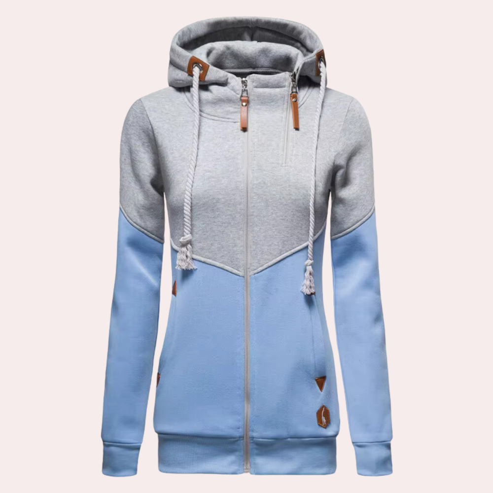 Sporty Women's Jacket with Zip - Nora-Grey-XS-The Livary