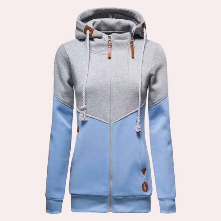 Sporty Women's Jacket with Zip - Nora-Grey-XS-The Livary