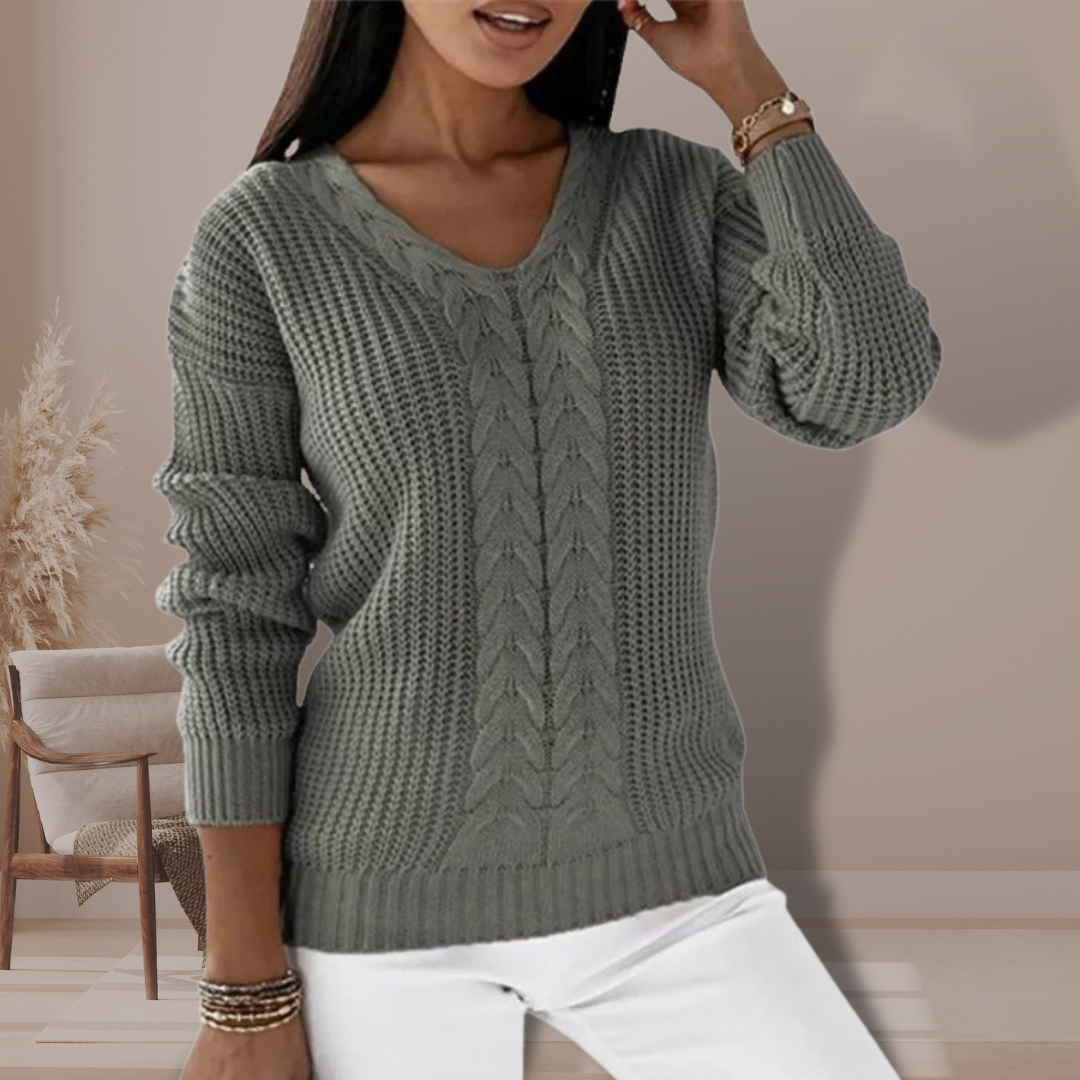 Luxury Knitted Ladies' Sweater - Vivienne-Grey-S-The Livary