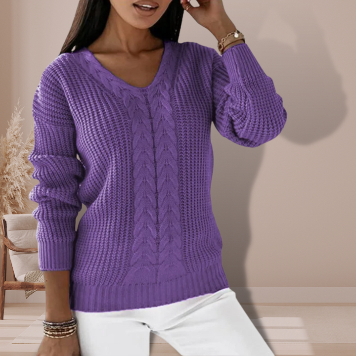 Luxury Knitted Ladies' Sweater - Vivienne-Purple-S-The Livary