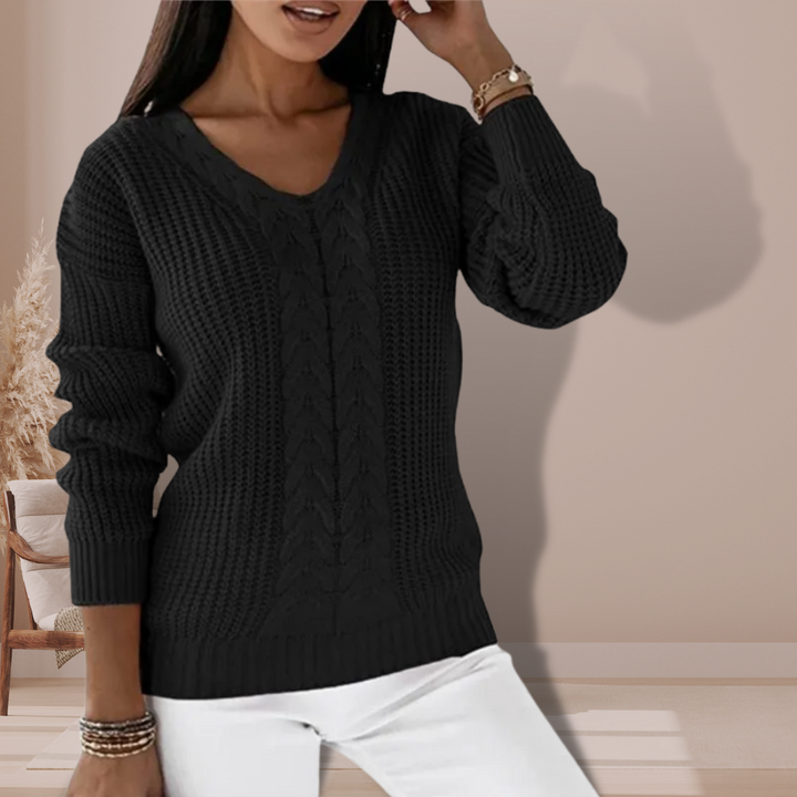 Luxury Knitted Ladies' Sweater - Vivienne-Black-S-The Livary