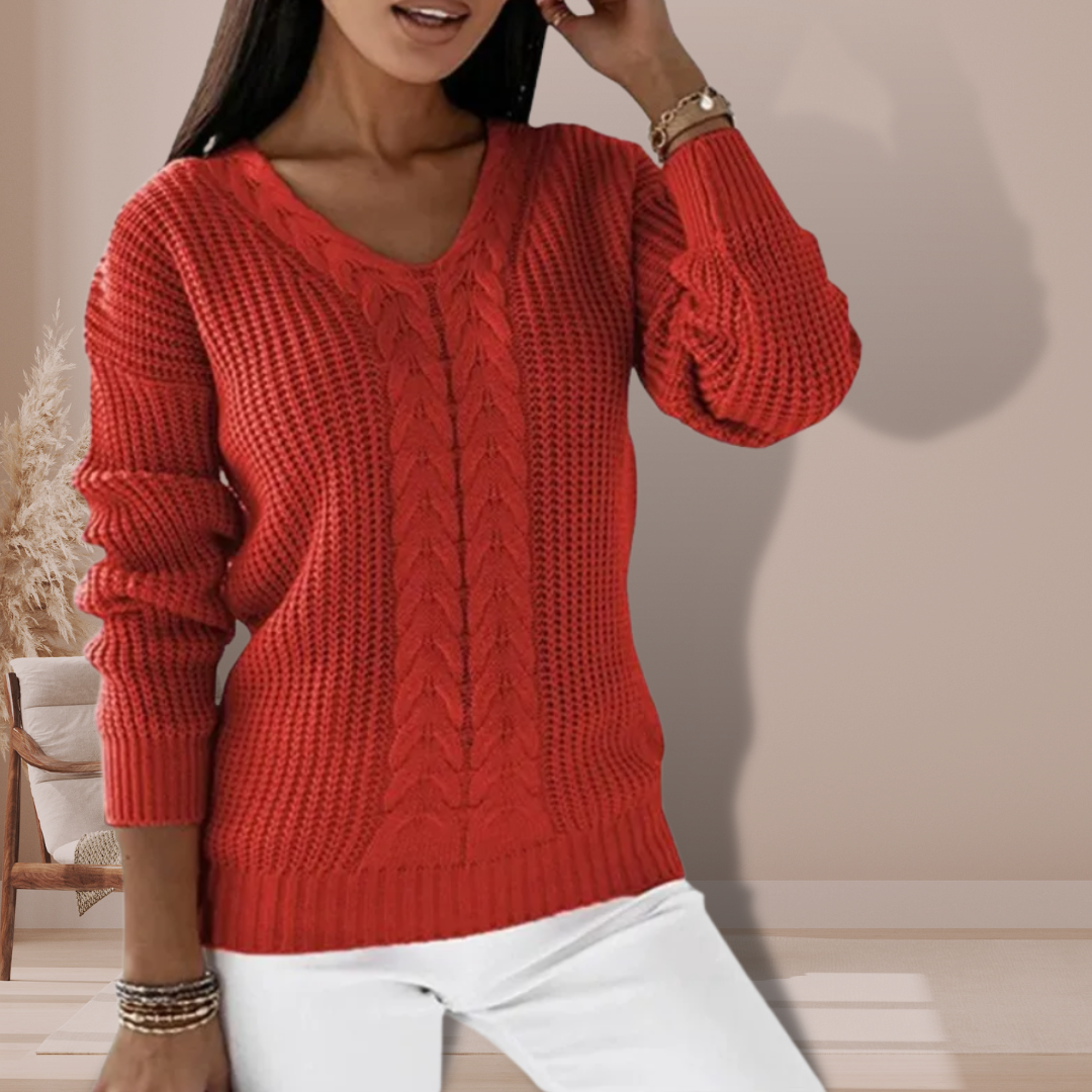 Luxury Knitted Ladies' Sweater - Vivienne-Red-S-The Livary