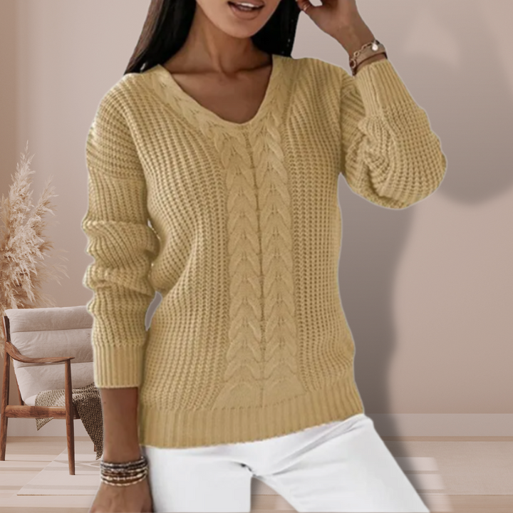 Luxury Knitted Ladies' Sweater - Vivienne-Yellow-S-The Livary