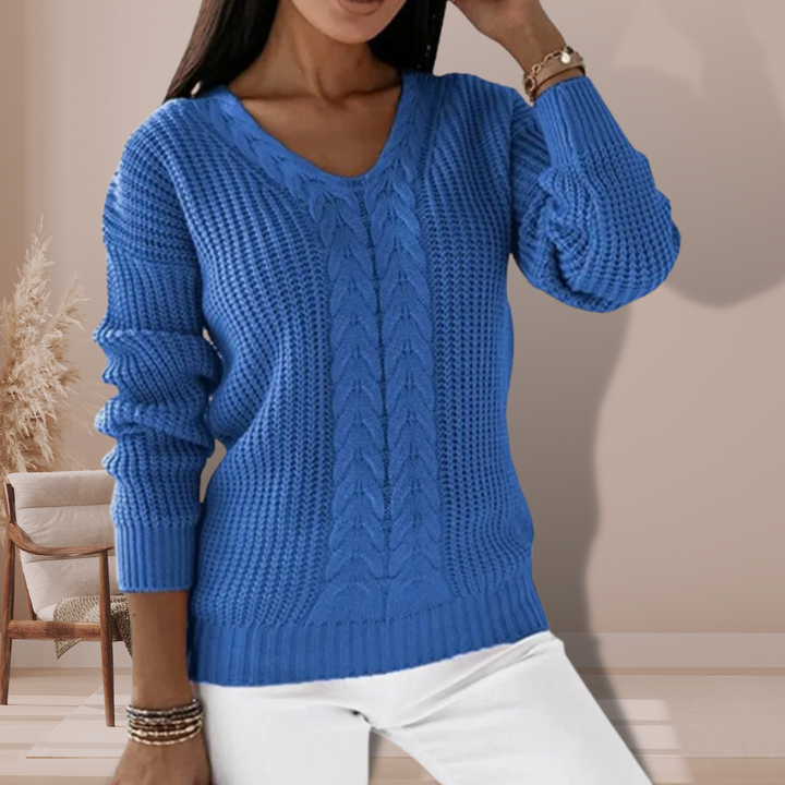 Luxury Knitted Ladies' Sweater - Vivienne-Blue-S-The Livary