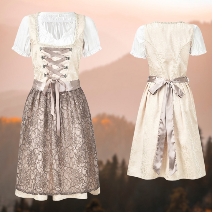 Exclusive traditional ladies' costume with apron and blouse - EdelTrachten-Beige/Cream-XS-The Livary