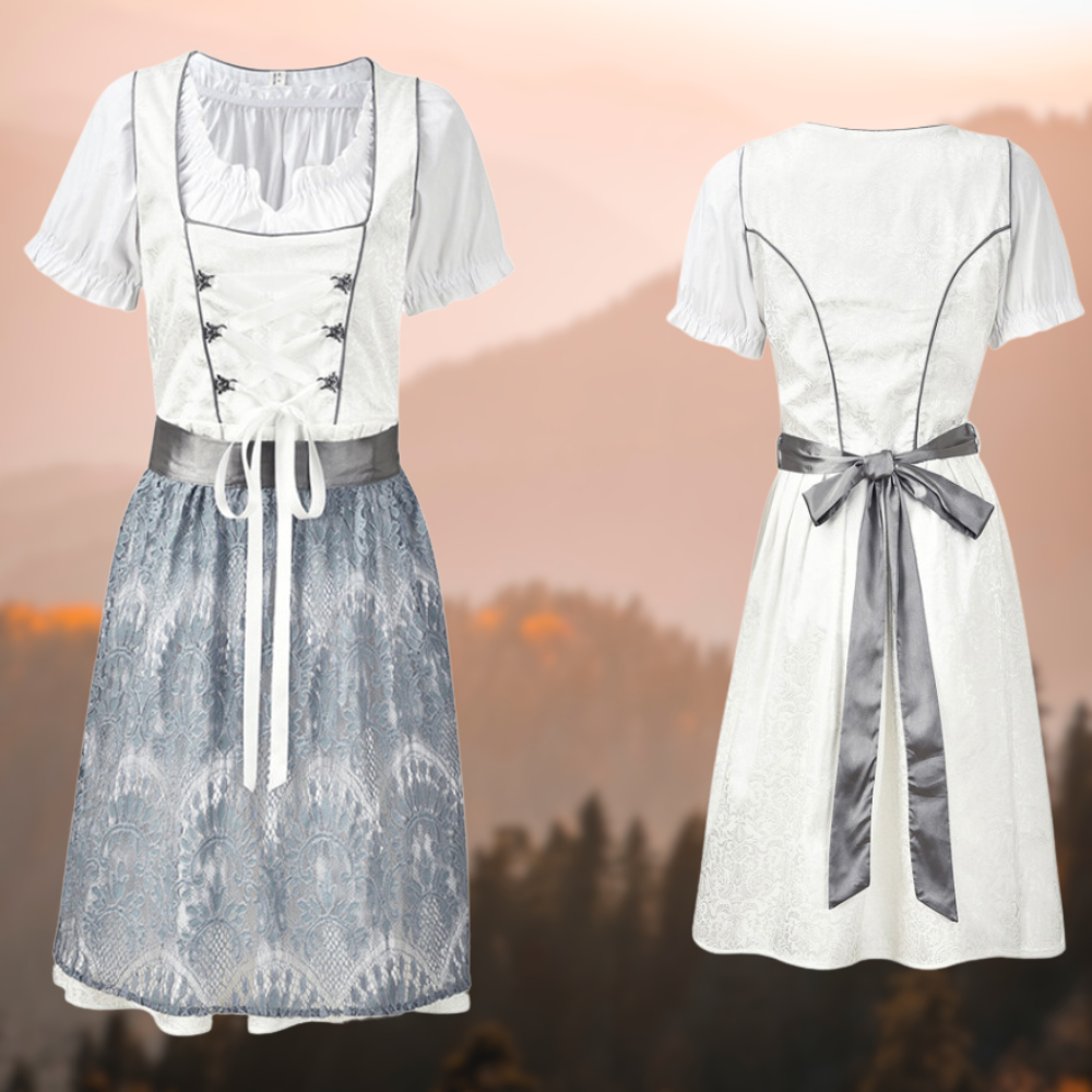 Exclusive traditional ladies' costume with apron and blouse - EdelTrachten-White/Light Blue-XS-The Livary