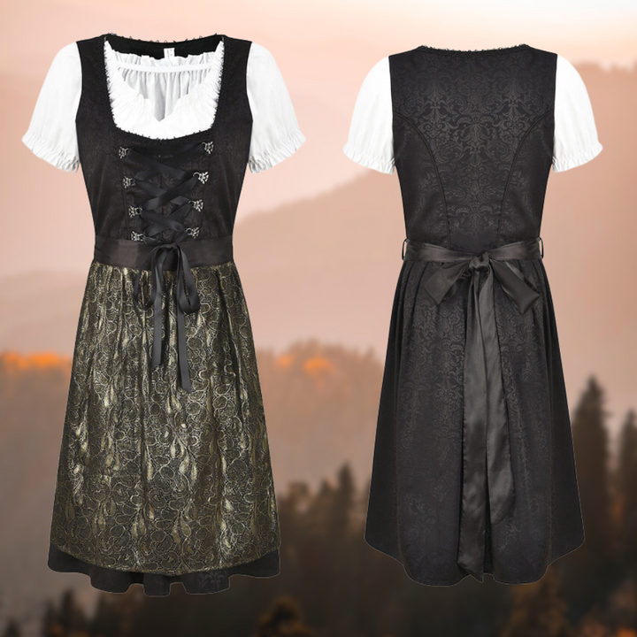 Exclusive traditional ladies' costume with apron and blouse - EdelTrachten-Black/Grey-XS-The Livary