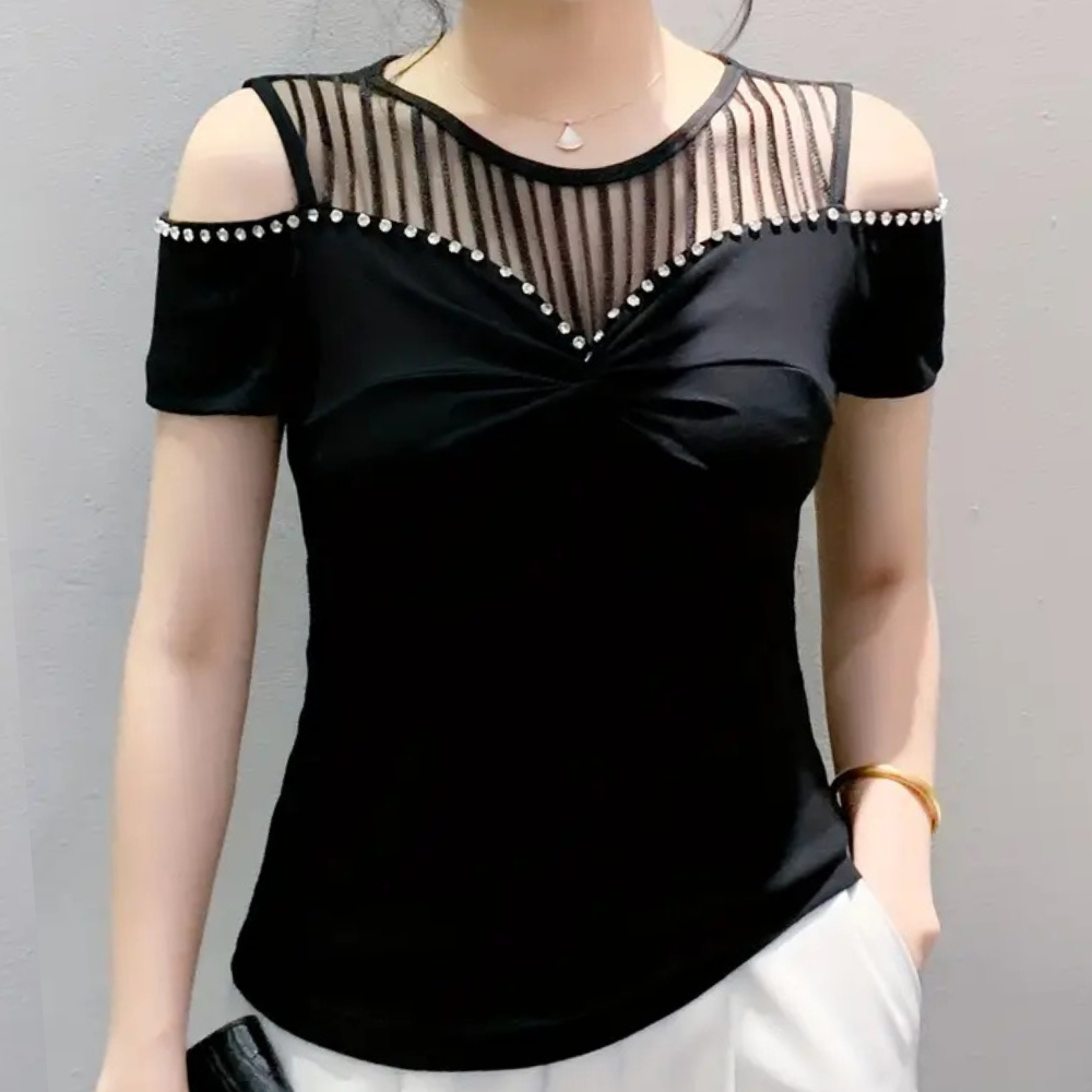 Trendy Cold-Shoulder Top for Women - Fenna-Black-XS-The Livary