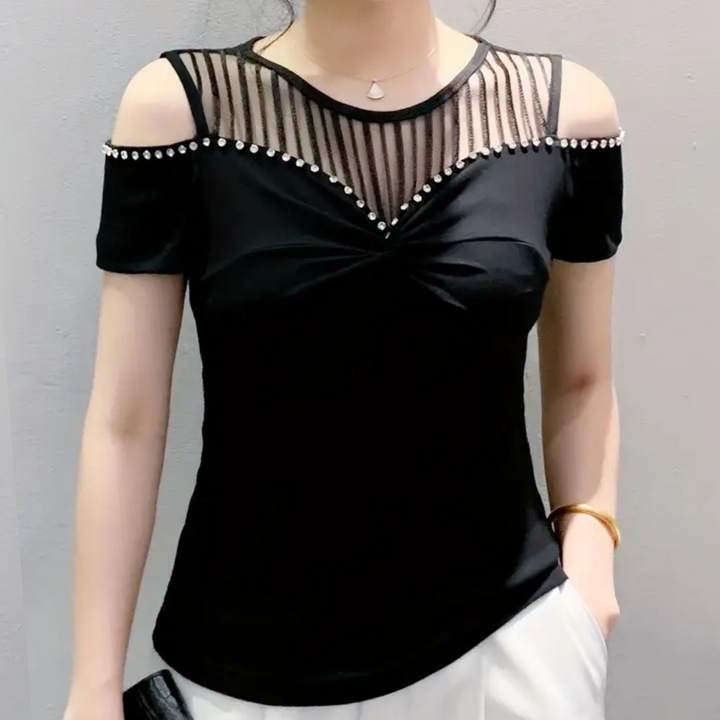Trendy Cold-Shoulder Top for Women - Fenna-Black-XS-The Livary