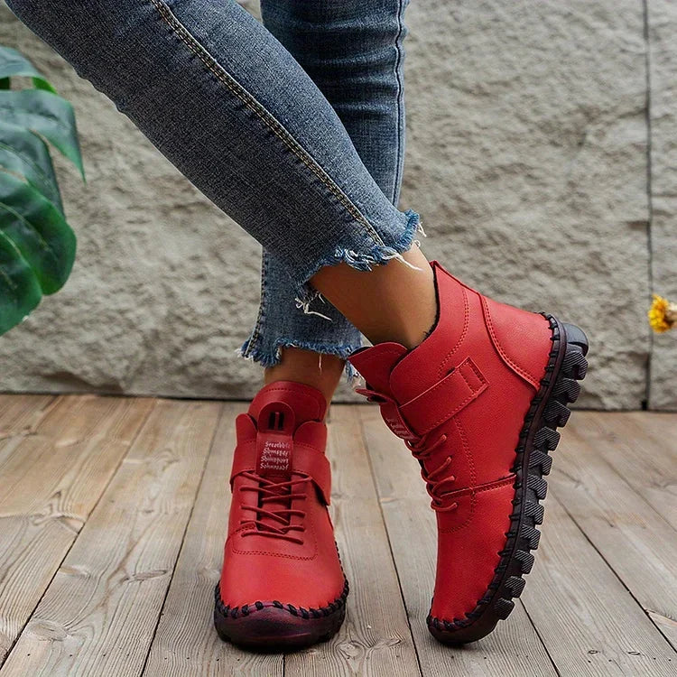 Handmade Comfort Sneaker Boots - Amara-Red-2.5-The Livary