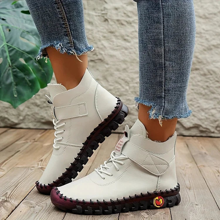 Handmade Comfort Sneaker Boots - Amara-Beige-2.5-The Livary