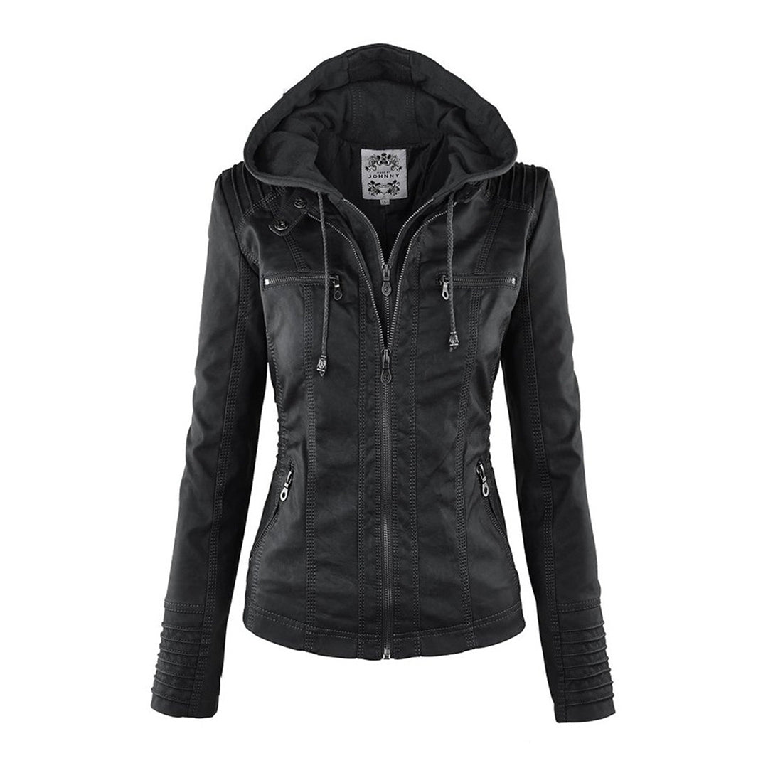 Stylish Leather Summer Jacket for Ladies - Elara-Black-S-The Livary