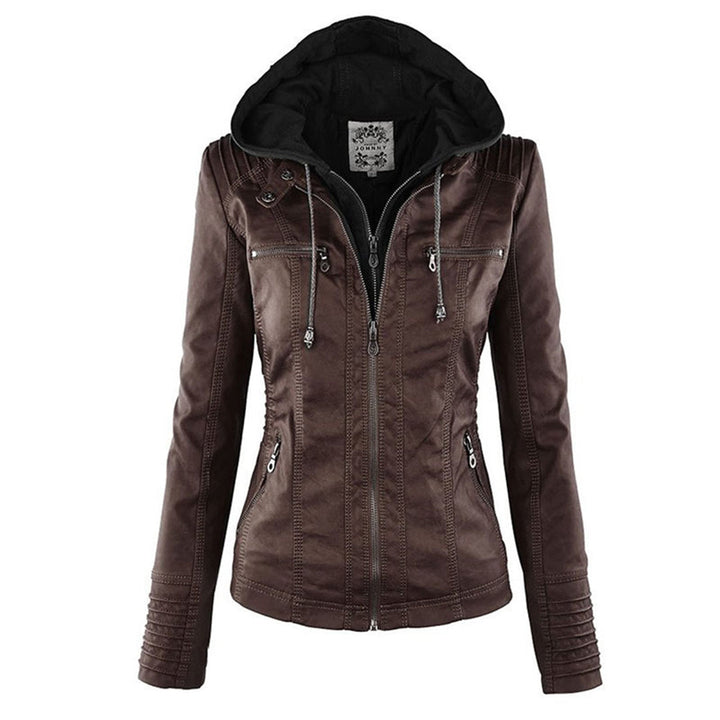Stylish Leather Summer Jacket for Ladies - Elara-Brown-S-The Livary