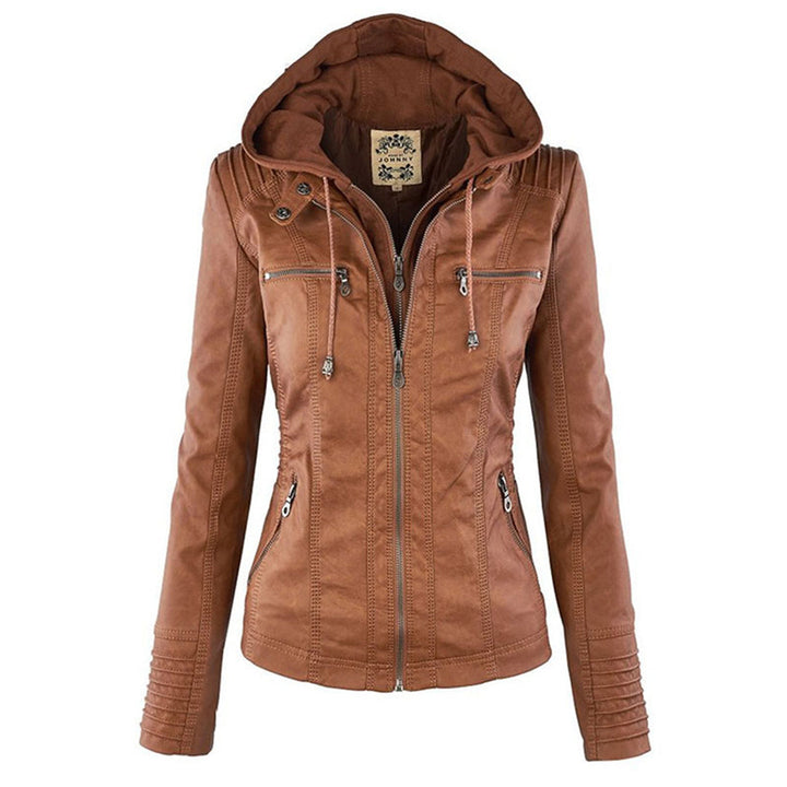 Stylish Leather Summer Jacket for Ladies - Elara-Khaki-S-The Livary