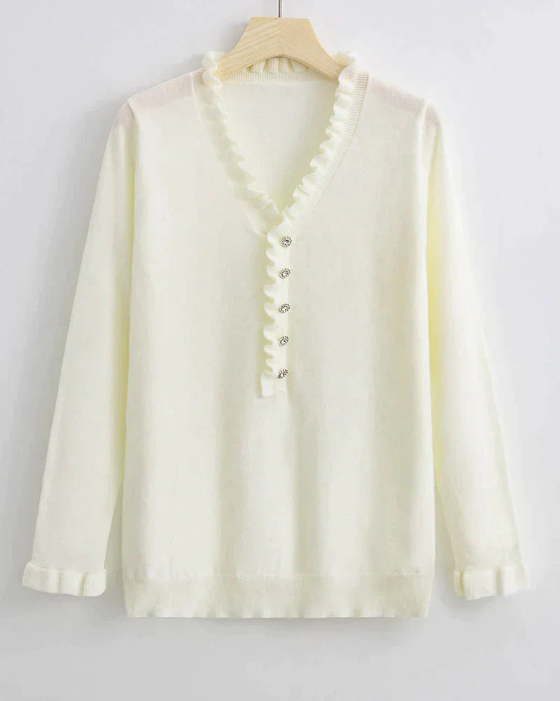 Stylish Sweater with Ruffles - Elodie-Light blue-S-The Livary