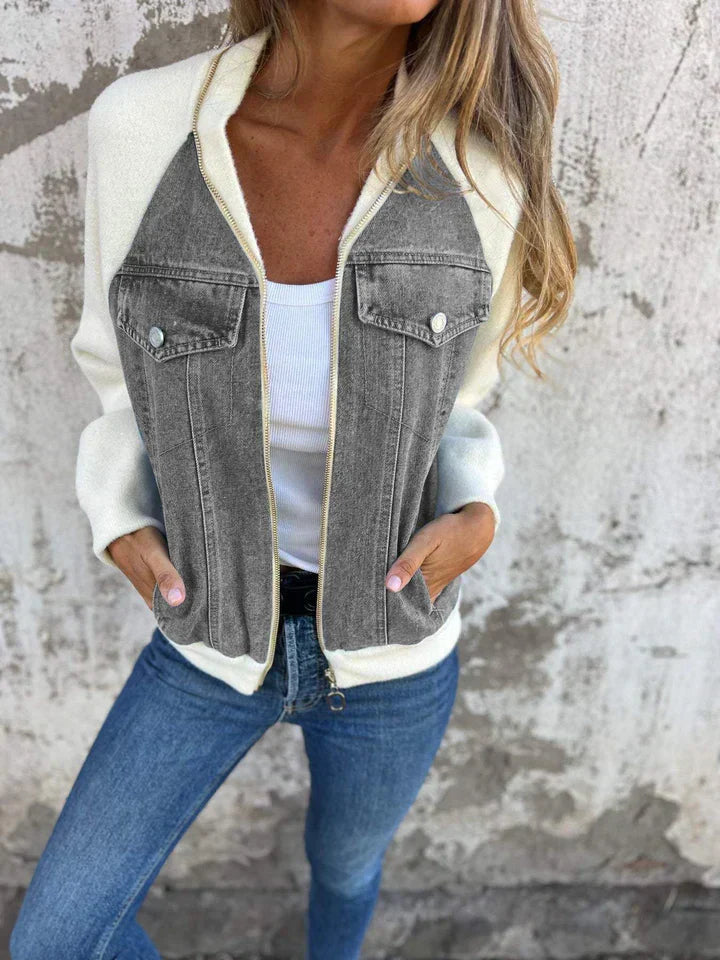 Trendy Denim Jacket - Isaline-Grey-S-The Livary