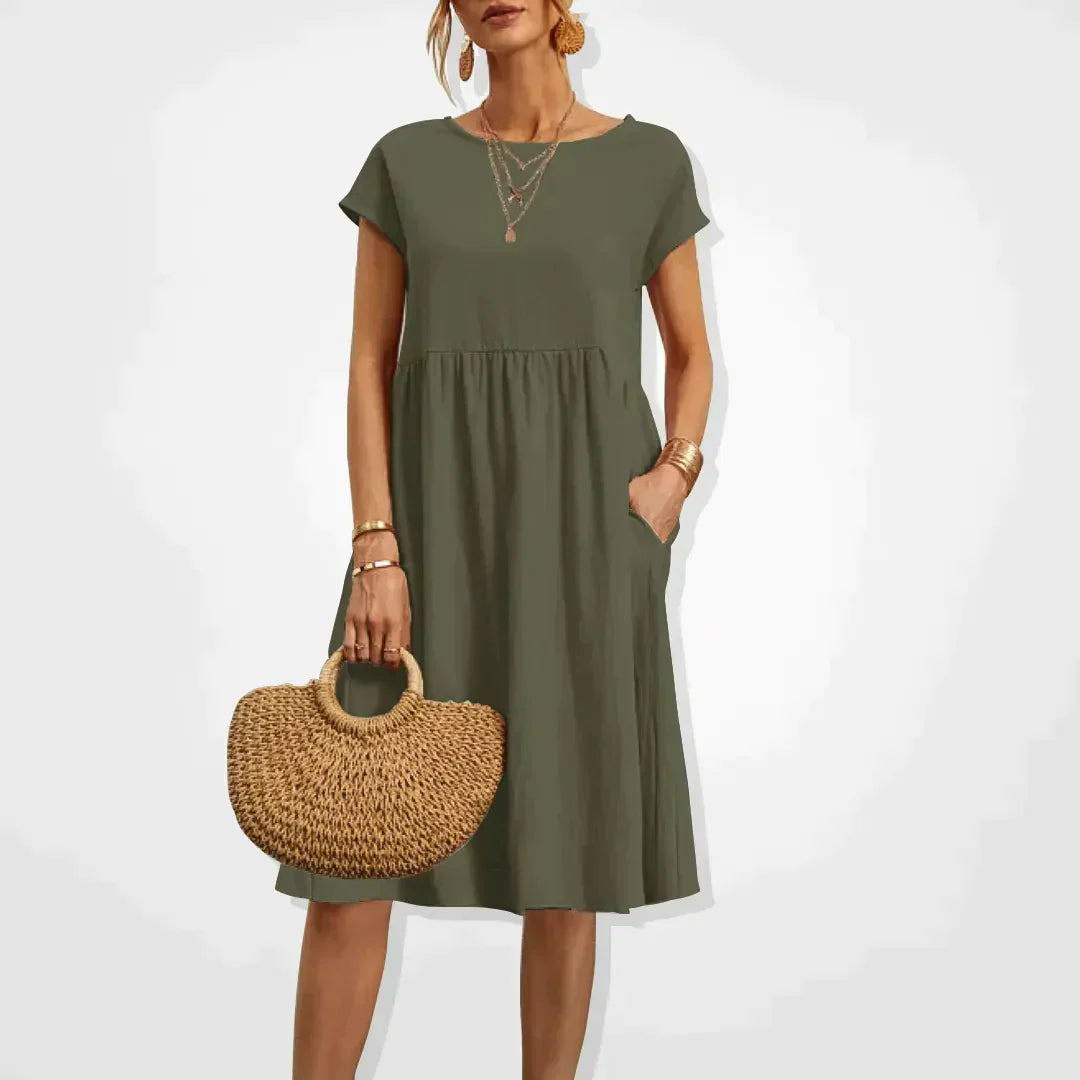 Airy linen dress - Elodie-Green-S-The Livary