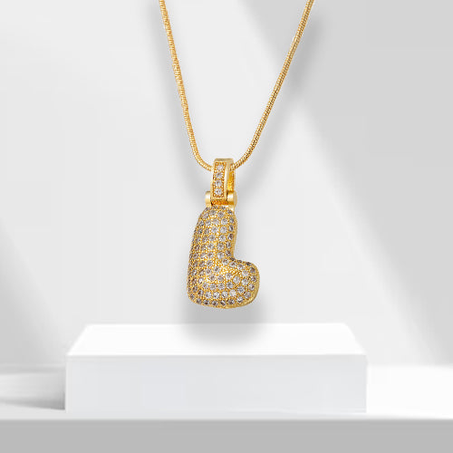 Bubble Letters Necklace with Pendant - LuxeLette-L-The Livary