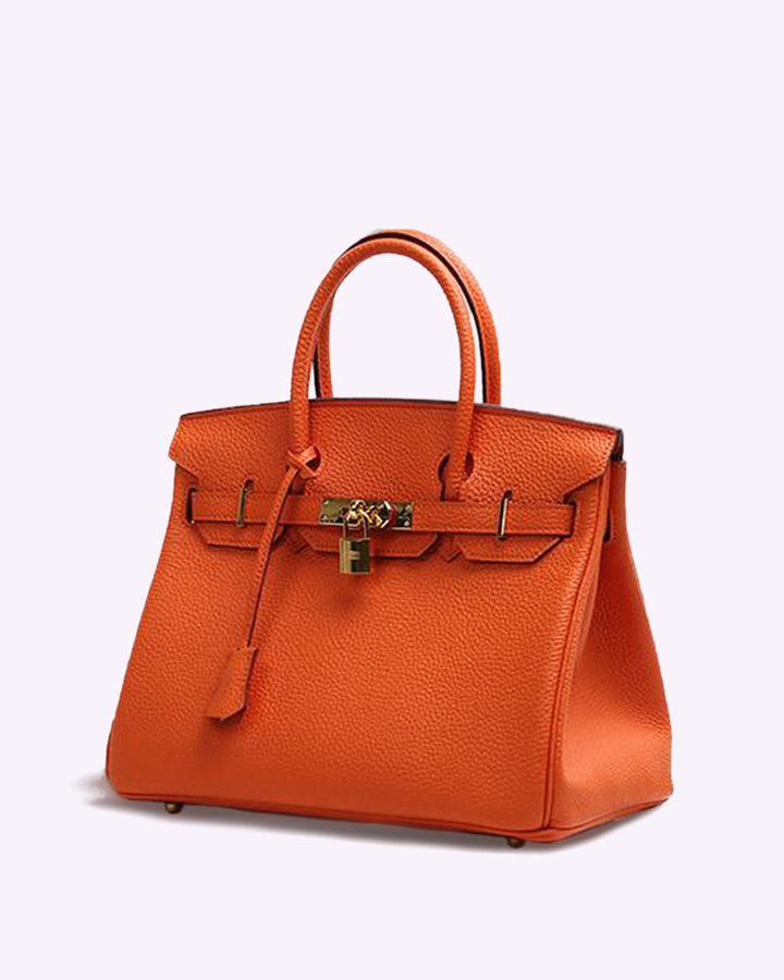 Stylish Leather Handbag - Liana-Orange-M-The Livary