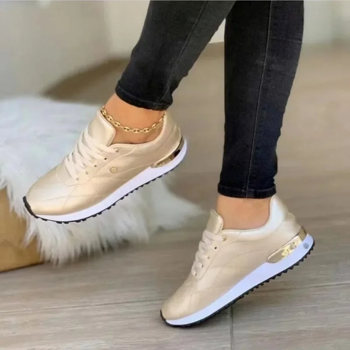 Comfortable Leather Women's Sneakers - Celia-Brown-3.5-The Livary
