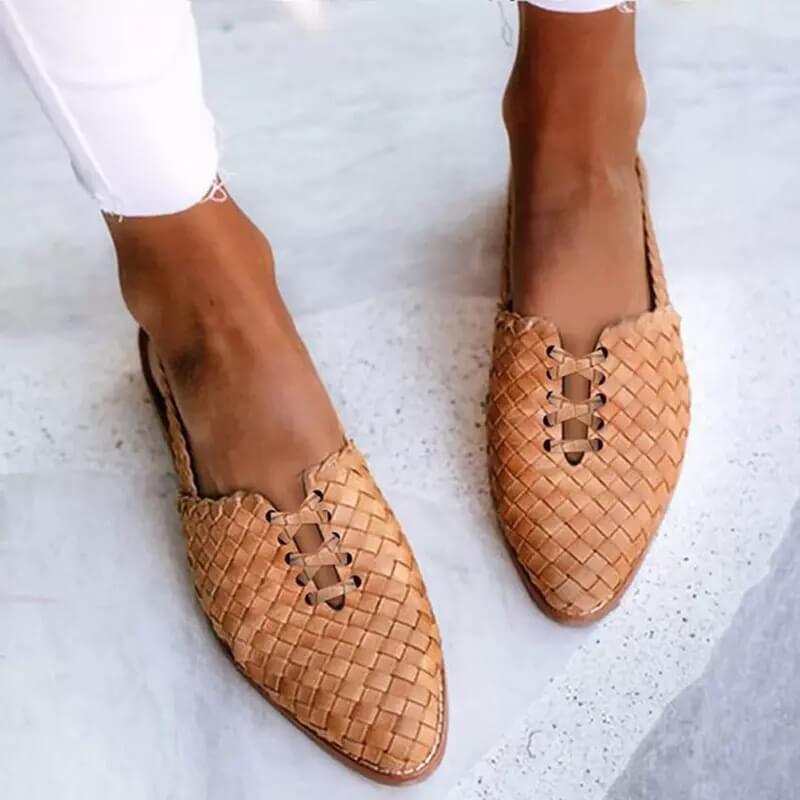 Handwoven leather slippers for women - Clara-Brown-2.5-The Livary