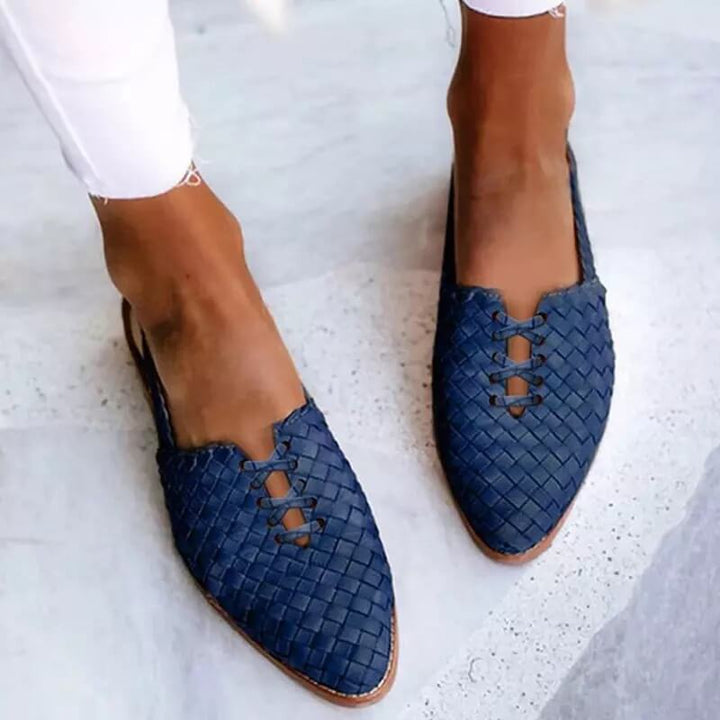 Handwoven leather slippers for women - Clara-Blue-2.5-The Livary