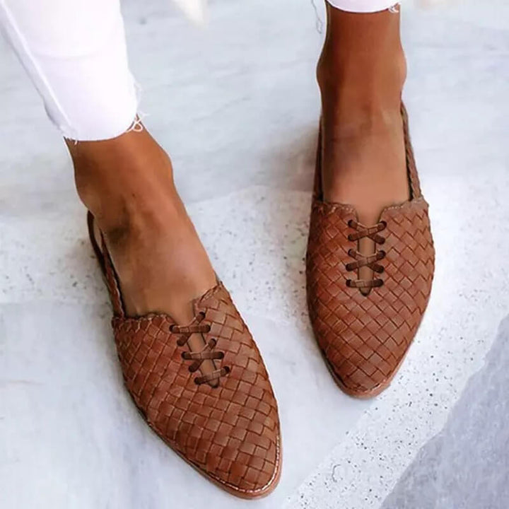 Handwoven leather slippers for women - Clara-Dark brown-2.5-The Livary