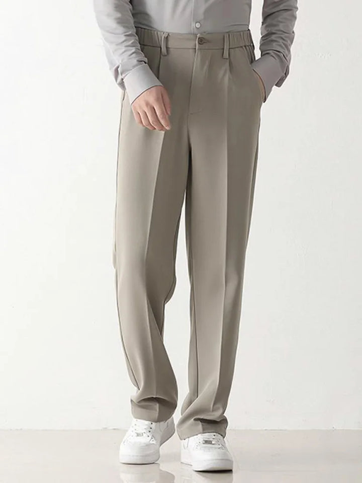 Men's Draped Formal Trousers - Bruno-Khaki-S-The Livary