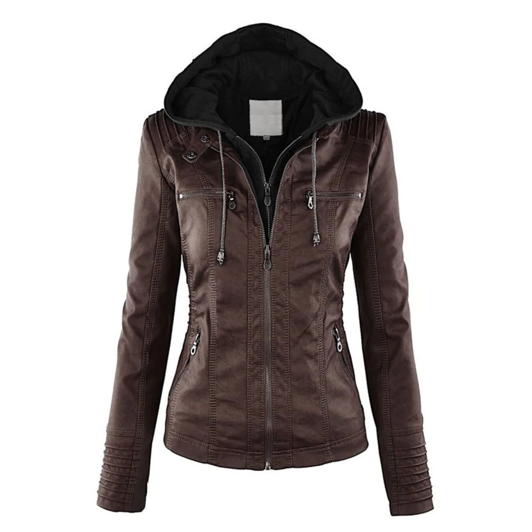 Learning Ladies Jacket with Hood - Emma-Dark brown-S-The Livary