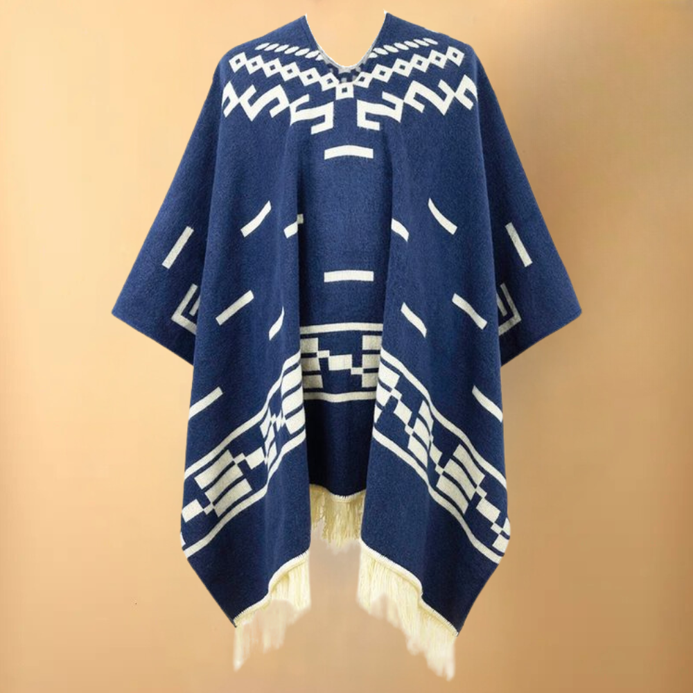 Warm Poncho for Men - Kael-Blue-The Livary